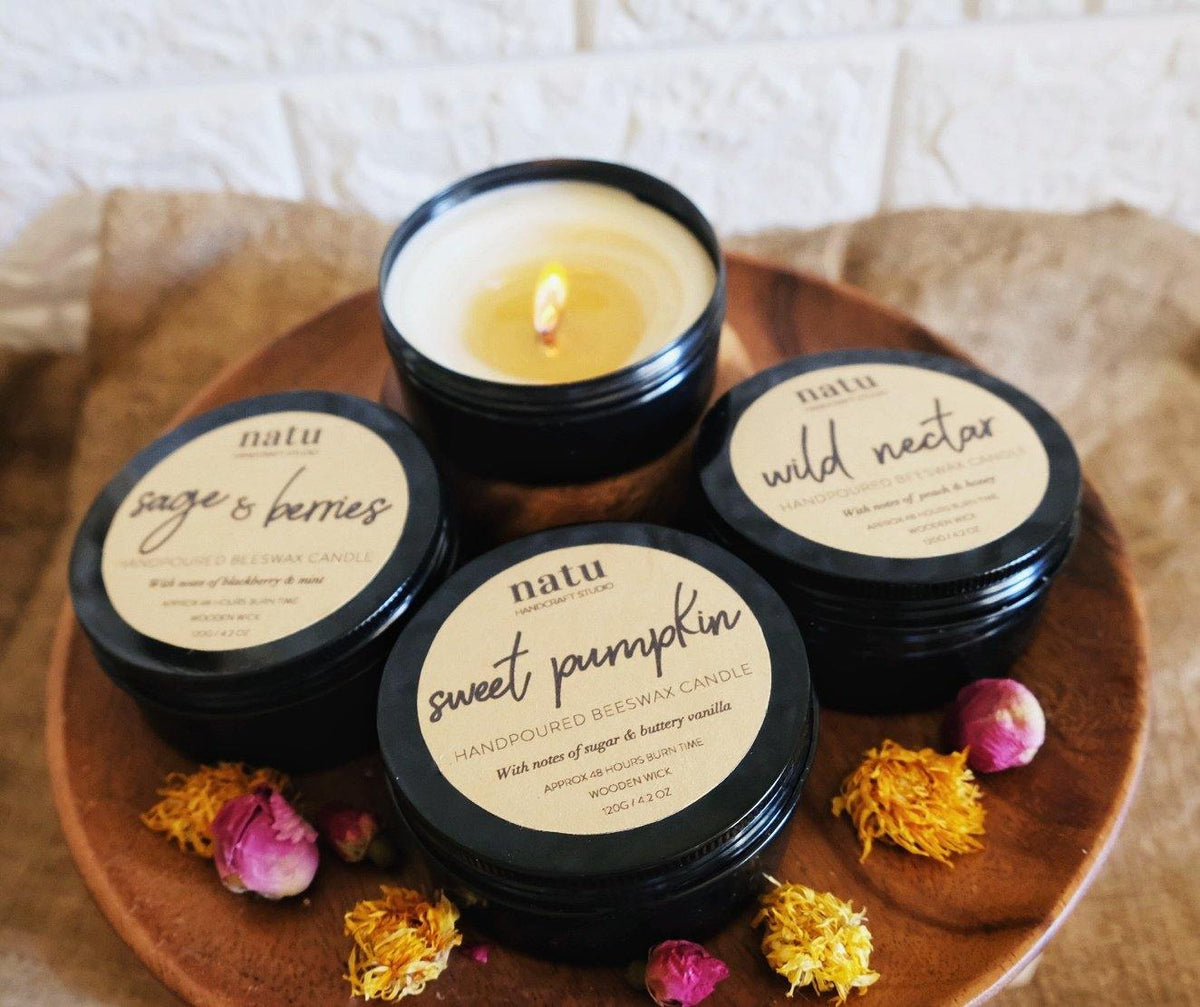 NATU Handcraft Studio Scented Air Purifying Beeswax Candles Natu