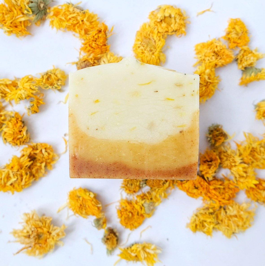 Calendula Flowers and Chamomile Soap for Sensitive Skin - lightly scented - Natu Handcraft Studio