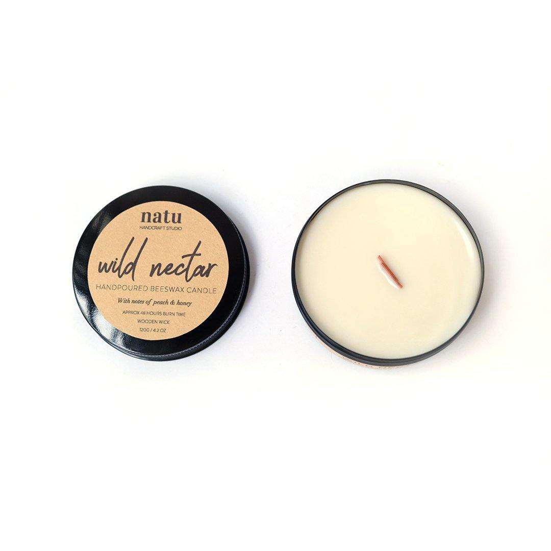 Wild Nectar Scented Beeswax Candle - Natu Handcraft Studio